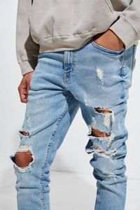 بيع بالجملة جينز رجالي أسود بقصة ضيقة متوسط الارتفاع مدمر جينز ضيق من الشركات المصنعة في الصين - Product Image 2