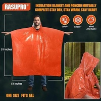 Poncho de Pluie d'Urgence Wesure pour Extérieur, Étanche, en Mylar de 26 µm d'Épaisseur, Couverture de Survie en Aluminium avec Fermeture Éclair