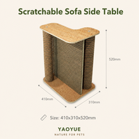 Table d'appoint en liège grattable pour chats, surface à gratter en sisal, structure en bois, 410 x 310 x 520 mm