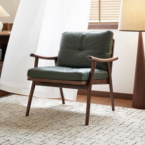 Massiver Nordamerikanischer Schwarznuss-Loungesessel Leder Moderner Relaxsessel Fauler Sofastuhl - Komfortables Schlafzimmer Wohnzimmer Möbelstück - Product Image 3