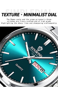BINBOND B102 Montre de Luxe pour Hommes Étanche Lumineuse Date Jour Acier Inoxydable Quartz Décontractée - Product Image 2