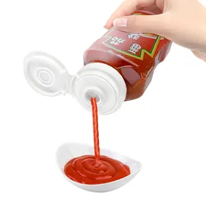 Non Spill Skin Care Packaging Double Wall Plastic Cover With Silicone Valve Sauce Squeeze Bottle Flip Top On Cap