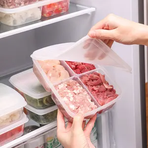Klarer Kühlschrank speichert Crisper Food Obst behälter Kunststoff Mikrowellen geeignet 4-fach Bento Box Kühlschrank Organizer