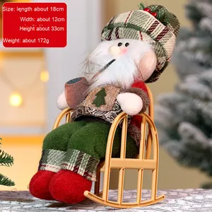 Figura Decorativa Navideña Retro de Santa Claus en Postura Sentada con Manta a Cuadros e Iluminación, Regalo Navideño - Product Image 6