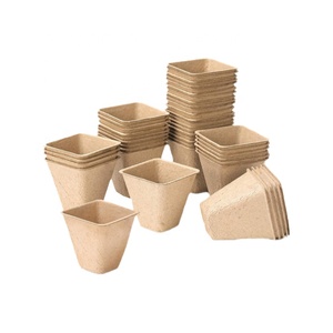 Plateau de <span class=keywords><strong>semis</strong></span> de pâte biodégradable recyclable jardinière de graines de fleurs jetable ronde/carrée Pots de pépinière de pâte à papier tasses de <span class=keywords><strong>semis</strong></span> - Product Image 2