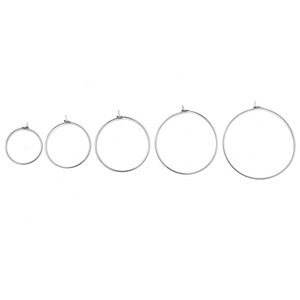 Pendientes de aro de acero inoxidable con forma de círculo, unisex, para uso diario H1019 - Product Image 5