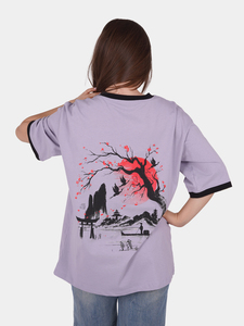 เสื้อยืดคอกลมแบบลำลอง ยูนิเซ็กซ์ ผลิตจากผ้าฝ้าย 100% ระบายอากาศได้ดี นุ่มสบาย ทรงปกติ สีลาเวนเดอร์ เป็นมิตรต่อสิ่งแวดล้อม รับผลิตแบบ OEM ODM - Product Image 2