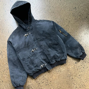 Veste bomber de travail pour mécanicien, style délavé à l'acide, rembourrée, avec fermeture éclair, boucle de serrage de type pompiers, personnalisée - Product Image 1