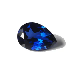 Synthetic Pear Cut 8x10mm Dark Blue Sapphire Corundum Loose Gemstones for Jewelry