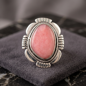 Anillo de Plata de Ley 925 con Ópalo Rosa Natural, Corte Baguette, Estilo Étnico, Venta al Por Mayor - Product Image 3