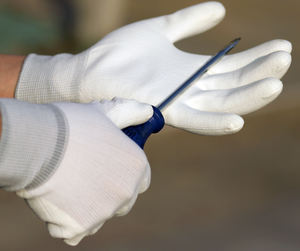 NMSHIELD, guantes blancos recubiertos de <span class=keywords><strong>PU</strong></span>, guantes antideslizantes para trabajo al aire libre con forro de nailon, equipo de protección certificado EN388 para trabajo en el jardín - Product Image 4