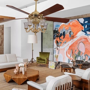 Ventilateur Lumière MDF Lame En Acier Télécommande Ventilateurs De Plafond avec Lumières Lampe Rétro Led Ventilateur De Plafond Lumières - Product Image 5