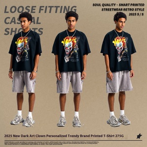 Sebanda pesante 275G <span class=keywords><strong>manica</strong></span> <span class=keywords><strong>a</strong></span> <span class=keywords><strong>pipistrello</strong></span> camicia crops Clown DTG stampa <span class=keywords><strong>manica</strong></span> corta t-Shirt Unisex grande taglia BoxyT camicia da uomo - Product Image 2