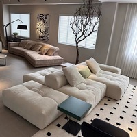 Set Kombinasi Modular Multifungsi Berbentuk L Minimalis Italia dengan Tempat Duduk Dua Sisi Berisi Busa dan Kain untuk Apartemen Hotel.
