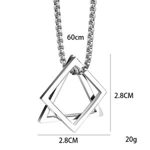 Kolye erkekler üçgen kolye kare geometrik kolye uzun kolye paslanmaz çelik geometrik üçgen kare kolye kolye - Product Image 5