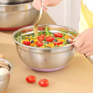 קערת סלט חם של קערת 201 נירוסטה ערבוב קערת ערבוב עם תחתית צבעונית ובתחתית סיליקון - Product Image 6