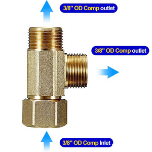 Robinet d'arrêt d'angle sans plomb, entrée à compression 3/8 x sortie 3/8, <span class=keywords><strong>raccord</strong></span> en T d'extension en laiton pour robinet, <span class=keywords><strong>lave</strong></span>-<span class=keywords><strong>vaisselle</strong></span>, réservoir de toilettes - Product Image 2