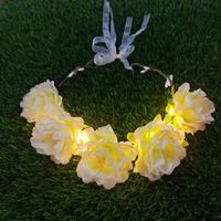 2024 nouvelle Rose pivoine fleur LED bandeau fleurs belle couronne lumineuse pour fête événement mariage