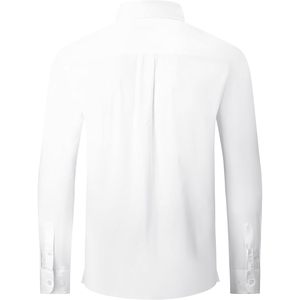 เสื้อเชิ้ตเดรสแขนยาวผ้าฝ้ายสำหรับผู้ชาย สีขาวล้วน ผ้าป๊อปลิน ทรงพอดีตัว ไม่ยับง่าย - Product Image 4