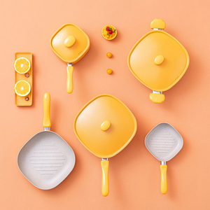 Juego de sartenes de granito de gran venta, juegos de ollas de cocina cuadradas, utensilios de cocina antiadherentes, juego de utensilios de cocina de aluminio de cerámica con tapa de aluminio - Product Image 5