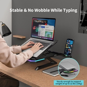 ขาตั้งแล็ปท็อปบาร์โค้ดพร้อมไฟ RGB ปรับได้9ระดับ - Product Image 6