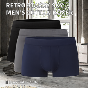 Calzoncillos Bóxer Retro de Algodón para Hombre, Cintura Media, Tejido, Color Sólido, Transpirables, Elásticos, Cómodos para Uso Diario - Product Image 2