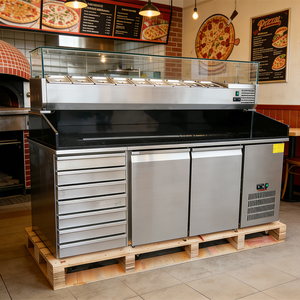 <span class=keywords><strong>Frigorifero</strong></span> per Pizza <span class=keywords><strong>a</strong></span> <span class=keywords><strong>Doppia</strong></span> Porta con Piano in Marmo, Banco Refrigerato per Sandwich e Insalate, Vendita Calda - Product Image 2