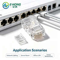 CAT6A UTP RJ45 Modular Plug 8P8C Konektor Kristal Berlapis Emas Dua Bagian untuk Kabel Jaringan Ethernet 10Gigabit