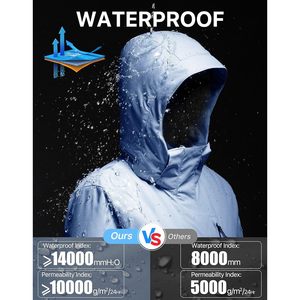 FOXA Women's Waterproof <b>Ski</b> Jacket Fleece Lined Warm Winter Snow Coat Windproof Hooded Raincoat Blue 3XL - Product Image 5
