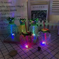 Gobelets en plastique PET colorés en forme d'ananas et de pamplemousse avec pailles et couvercles, logo personnalisé, réutilisables pour les fêtes
