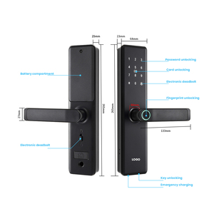 Serratura Intelligente per <span class=keywords><strong>Porta</strong></span> in Legno con Maniglia, Controllo WiFi e Bluetooth, Tastierino Numerico, Lettore di Carte e Impronte Digitali, Compatibile con App Tuya TTLock, per Casa, Ufficio e Hotel - Product Image 4