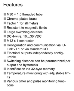 เซ็นเซอร์วัดระยะใกล้ MS-Turck BI20U-M30-IOL6X2-H1141 1644882 แบบฝัง 20 มม. Uprox+ IO-Link Communication ของแท้ชนิดเหนี่ยวนำ - Product Image 1