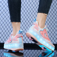 Nouvelles Chaussures de Sport Déformables à 2 Roues pour Enfants, Garçons et Filles, Style Parkour, en Caoutchouc et Peau de Mouton