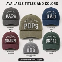 Gorra de Béisbol Personalizada con Bordado 'Mejor Papá del Mundo', de Algodón Lavado Vintage, Regalo para Papá, Ajustable, Venta al por Mayor, OEM, MOQ Bajo