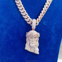 Argent Sterling 925 massif avec GRA Fancy Shapes Diamonds Moissanite Iced Out Figure Jesus Moissanite Pendentifs pour collier