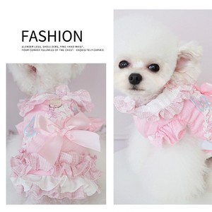 <b>Dog</b> Princess Dress Cotton Coat Blue Pink Autumn Winter <b>Small</b> Pet <b>Clothes</b> Skirt Comfortable - Product Image 2
