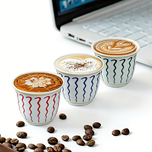 ชุดแก้วกาแฟเซรามิกแบบตะวันออกกลาง ขนาด 70 มล. สำหรับกาแฟอาหรับ เอสเพรสโซ่ เดมิทาส เหมาะสำหรับร้านกาแฟ บ้าน และเป็นของขวัญ - Product Image 1