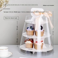 Boîte à gâteaux et cupcakes de luxe blanche, ronde, haute, à 3 ou 4 niveaux, jetable, transparente, avec poignée et gaufrage, pour fêtes et mariages