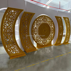 कस्टम लक्जरी वेडिंग इंडिया गोल्ड pvc पृष्ठभूमि शादी के चरण की सजावट - Product Image 6