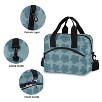 Sac isotherme pour le déjeuner, motif fleur d'hibiscus bleu hawaïen, 15L, petit format, pour adultes, impression personnalisée, réutilisable, pour femmes