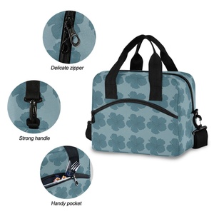 กระเป๋าเก็บความเย็นลายดอกชบาสีฟ้าฮาวาย ขนาด 15 ลิตร สำหรับผู้ใหญ่ พิมพ์ลายตามสั่ง กระเป๋าใส่อาหารกลางวันแบบใช้ซ้ำได้สำหรับผู้หญิง - Product Image 5