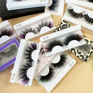 Nouvel arrivage de cils de vison 3D dramatiques de 25mm de Long, colorés à la main, vrais cils de vison épais et duveteux - Product Image 2