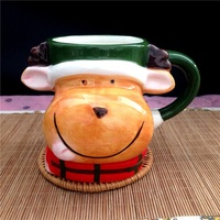 Mug de Noël en céramique 3D personnalisé, Père Noël, gnome, renne, ours polaire, pingouin, bonhomme de neige, elfe, renard, bonhomme en pain d'épices