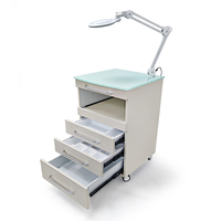 Custom Mobile Dental Cabinet Furniture 3 DrawerStainless Steel Cabinet with Magnifying Glass