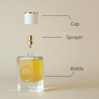 Flacon de parfum vide en verre rectangulaire de luxe personnalisé de 50 ml et 100 ml, rechargeable, avec boîte
