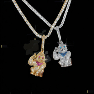 Meilleur Collier Pendentif Gorille en Forme de Clé Plaqué Or Hip Hop, Sertie de Zircons, avec Chaîne en Laiton, Bijou Unisexe Streetwear - Product Image 3