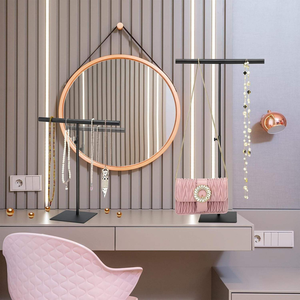 Espositore Boutique Regolabile in Altezza, Stand in Metallo a Doppio Gancio per Borse, Espositore a T per Gioielli, Supporto per Esposizione al Dettaglio - Product Image 6