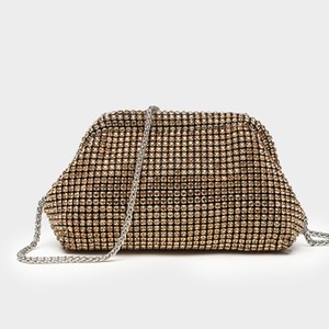 Rhinestone Evening <b>Clutch</b> Bag Sparkling Crystal Mesh Shell Shape Handbag with Metal Chain Strap Suitable for <b>Wedding</b> Party Prom - Product Image 3
