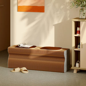 Banc pliant portable d'intérieur en papier de style nordique avec revêtement en feutre pour salon, entrée, rangement à chaussures et chevet de chambre, moderne et <span class=keywords><strong>pliable</strong></span> - Product Image 5