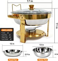 Ensemble de réchauds de buffet 5QT en acier inoxydable doré et argenté, comprenant des réchauds ronds avec couvercles en verre, pour hôtels, restaurants et réceptions, pour maintenir les aliments au chaud